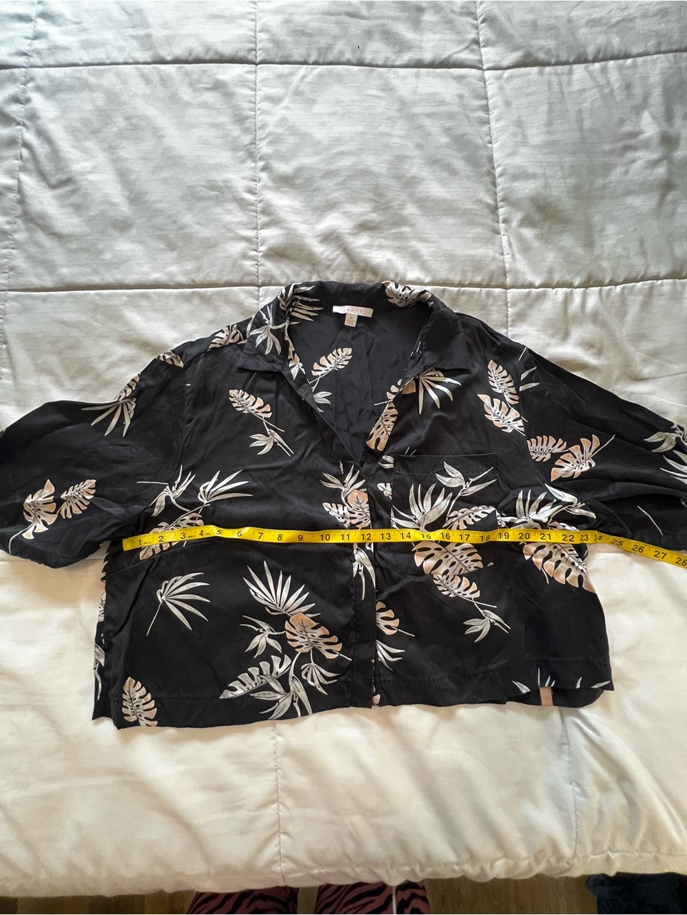 Lunya High Waist Washable Silk Pajamas In Immersed Black Palm Tropical Print XL - Picture 12 of 16